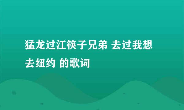 猛龙过江筷子兄弟 去过我想去纽约 的歌词