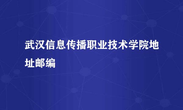 武汉信息传播职业技术学院地址邮编