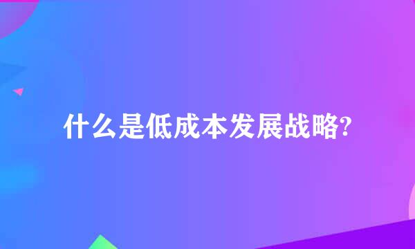 什么是低成本发展战略?