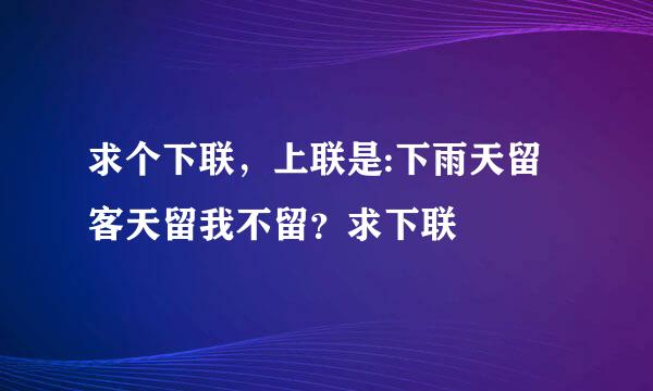 求个下联，上联是:下雨天留客天留我不留？求下联