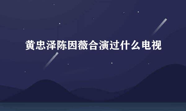 黄忠泽陈因薇合演过什么电视