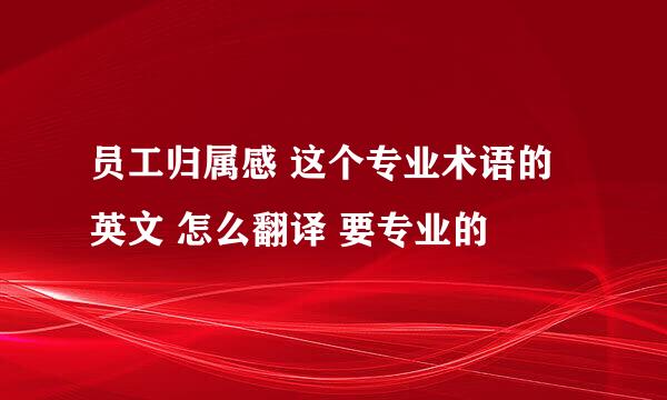 员工归属感 这个专业术语的英文 怎么翻译 要专业的