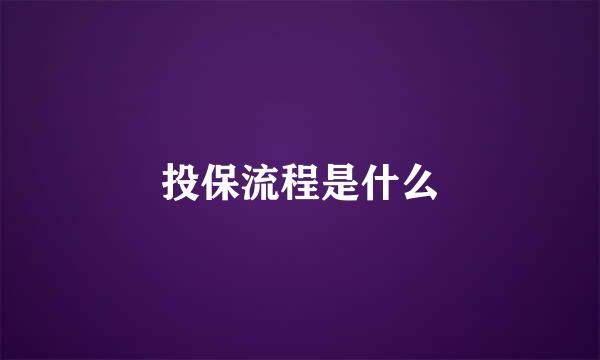 投保流程是什么