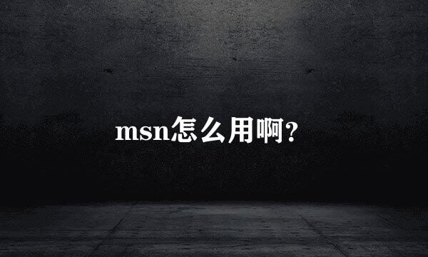 msn怎么用啊？