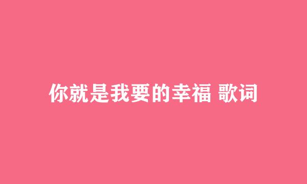 你就是我要的幸福 歌词