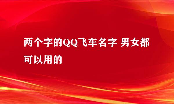 两个字的QQ飞车名字 男女都可以用的