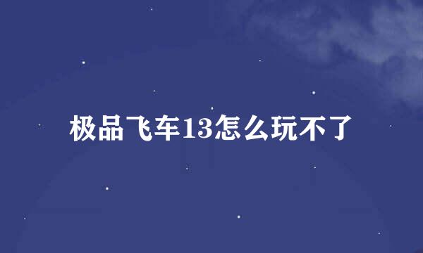 极品飞车13怎么玩不了