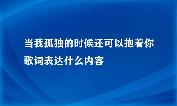 当我孤独的时候还可以抱着你歌词表达什么内容