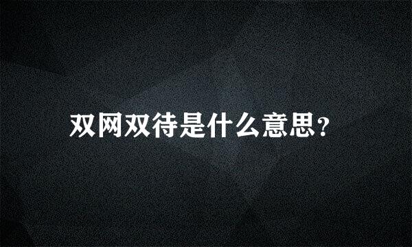 双网双待是什么意思？