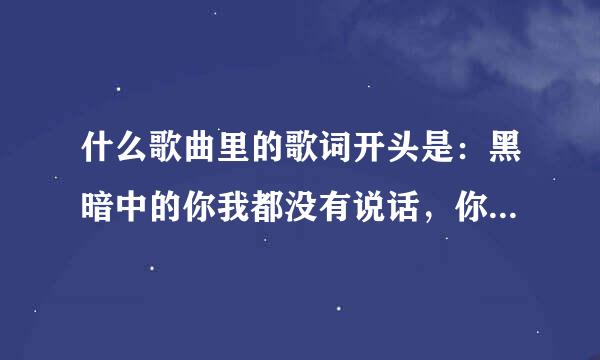 什么歌曲里的歌词开头是：黑暗中的你我都没有说话，你一直想回家，不想你回家！