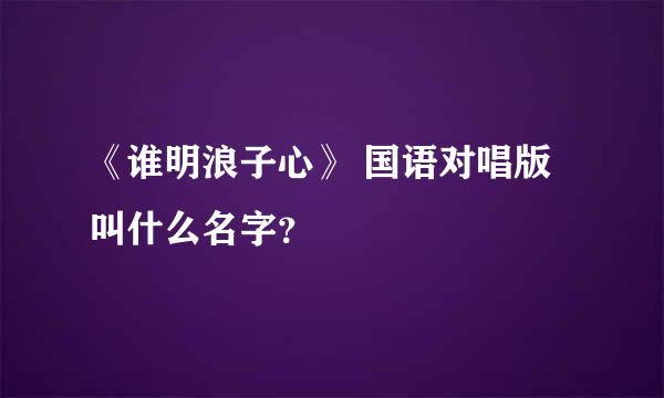 《谁明浪子心》 国语对唱版叫什么名字？