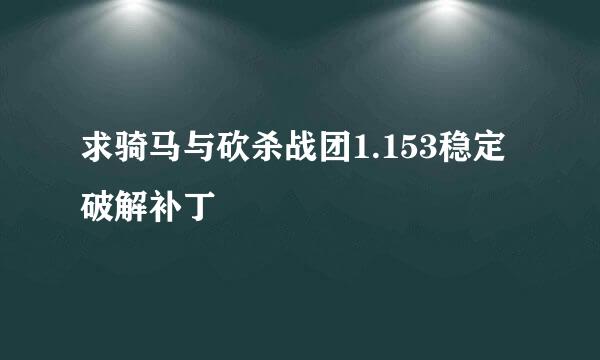 求骑马与砍杀战团1.153稳定破解补丁