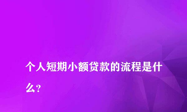 
个人短期小额贷款的流程是什么？
