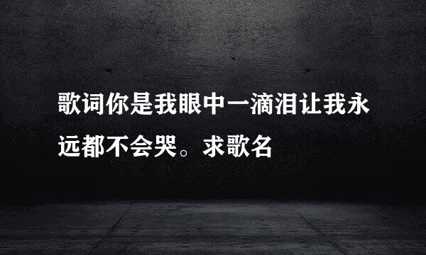 歌词你是我眼中一滴泪让我永远都不会哭。求歌名