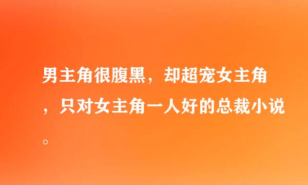 男主角很腹黑，却超宠女主角，只对女主角一人好的总裁小说。