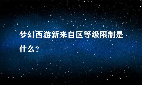 梦幻西游新来自区等级限制是什么？