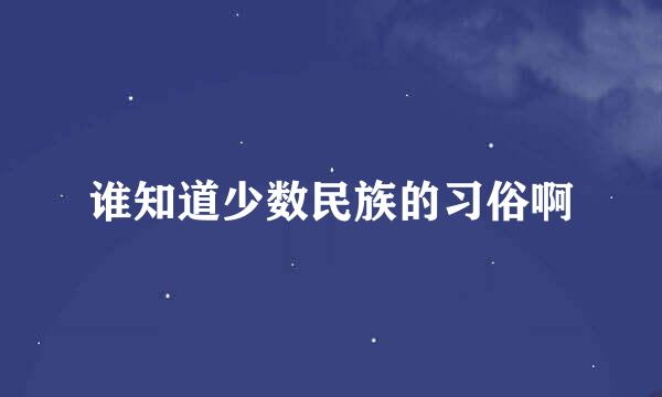 谁知道少数民族的习俗啊