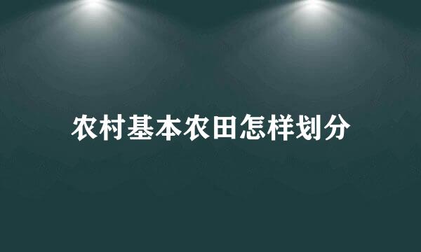 农村基本农田怎样划分