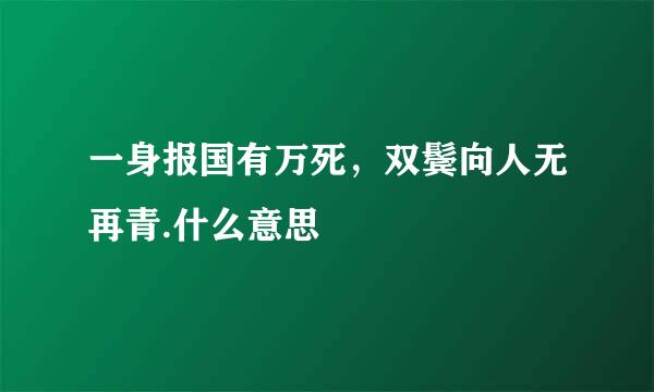 一身报国有万死，双鬓向人无再青.什么意思