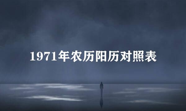 1971年农历阳历对照表