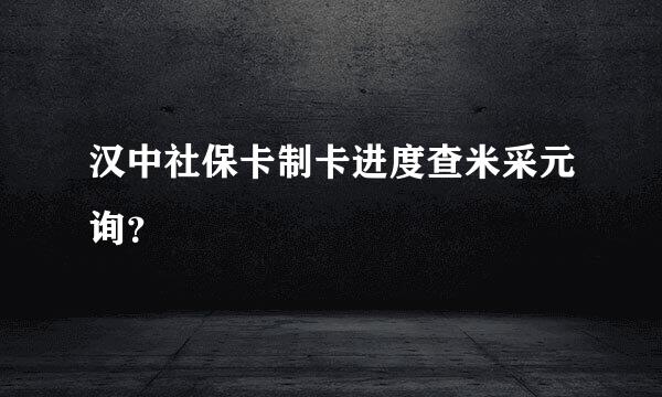 汉中社保卡制卡进度查米采元询？