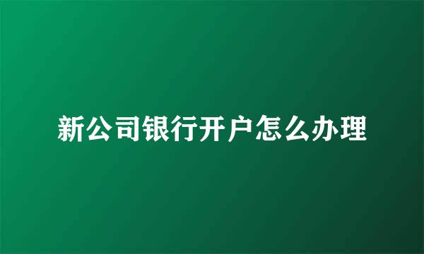 新公司银行开户怎么办理