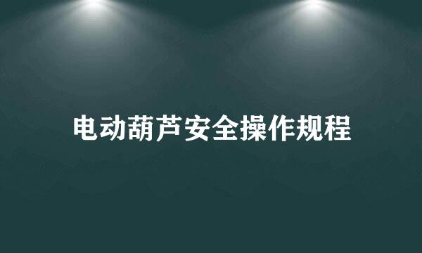 电动葫芦安全操作规程