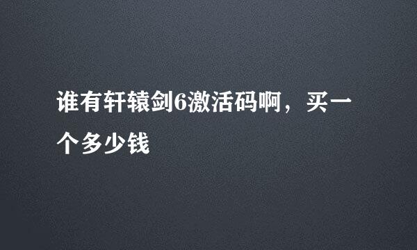 谁有轩辕剑6激活码啊，买一个多少钱