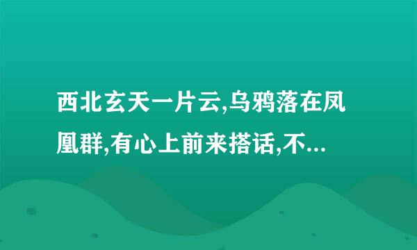 西北玄天一片云,乌鸦落在凤凰群,有心上前来搭话,不知哪是君来哪是臣下一句