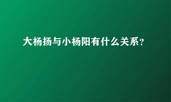 大杨扬与小杨阳有什么关系？