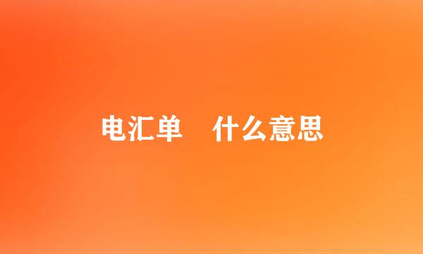 电汇单 什么意思