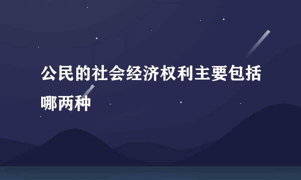 公民的社会经济权利主要包括哪两种