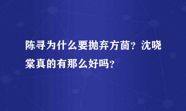 陈寻为什么要抛弃方茴？沈哓棠真的有那么好吗？