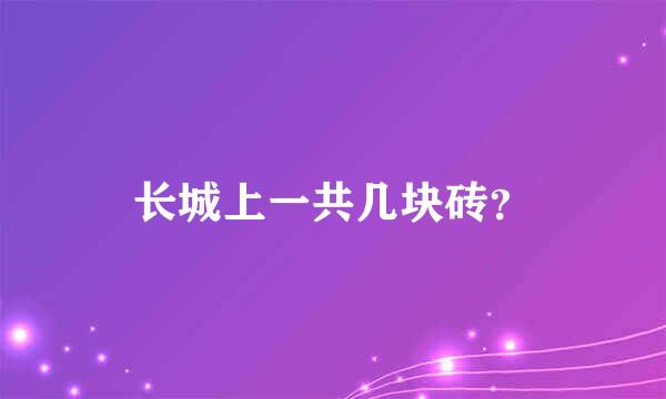 长城上一共几块砖？