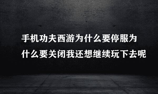 手机功夫西游为什么要停服为什么要关闭我还想继续玩下去呢