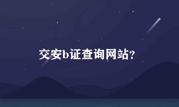 交安b证查询网站？