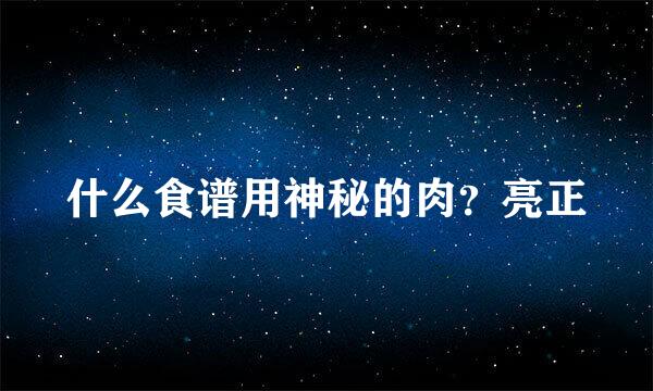 什么食谱用神秘的肉？亮正