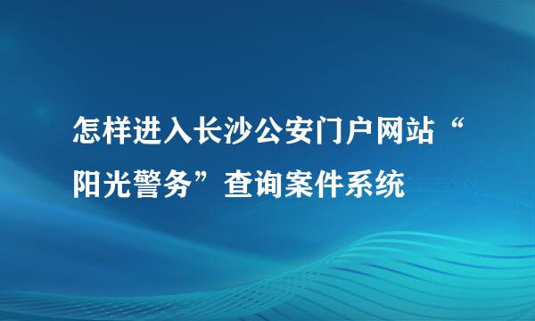 怎样进入长沙公安门户网站“阳光警务”查询案件系统