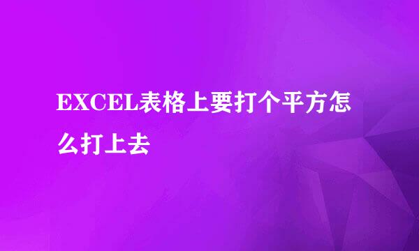 EXCEL表格上要打个平方怎么打上去