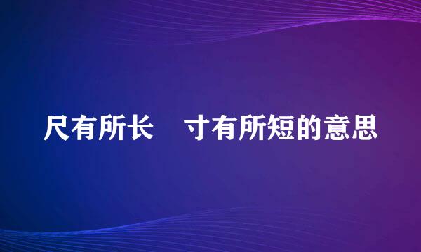 尺有所长 寸有所短的意思