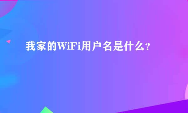 我家的WiFi用户名是什么？