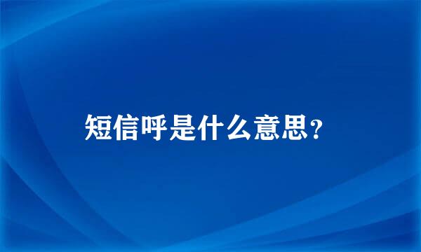 短信呼是什么意思？