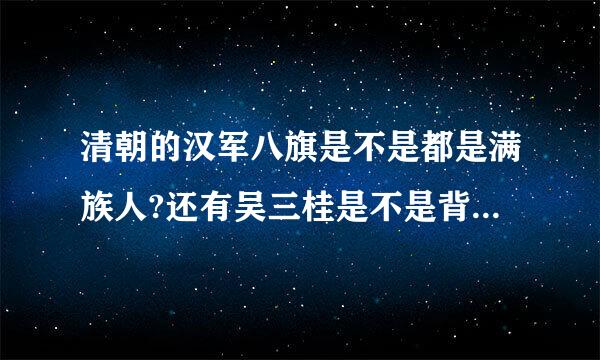 清朝的汉军八旗是不是都是满族人?还有吴三桂是不是背了黑窝？