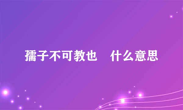 孺子不可教也 什么意思