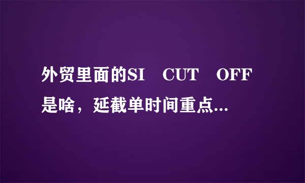 外贸里面的SI CUT OFF是啥，延截单时间重点是延VGM吗