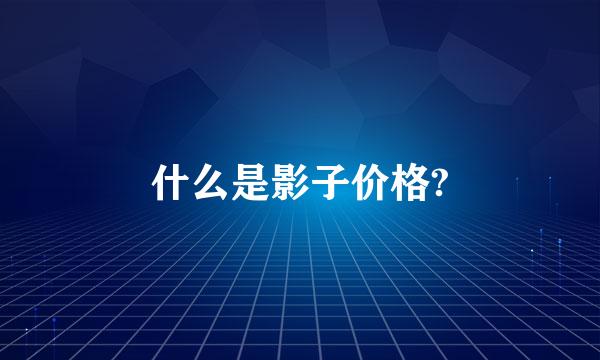 什么是影子价格?