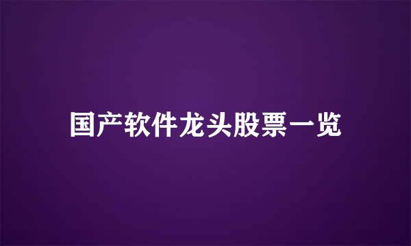 国产软件龙头股票一览