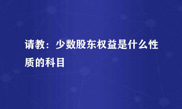 请教：少数股东权益是什么性质的科目