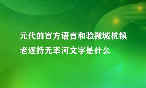 元代的官方语言和验微城抗镇老逐持无率河文字是什么