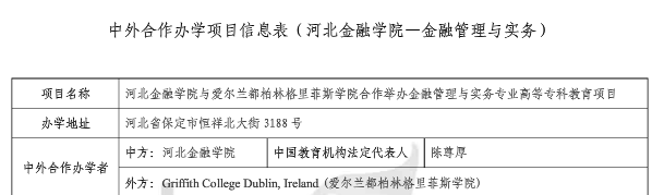 河北金融学院中外合作办学有什么专业？